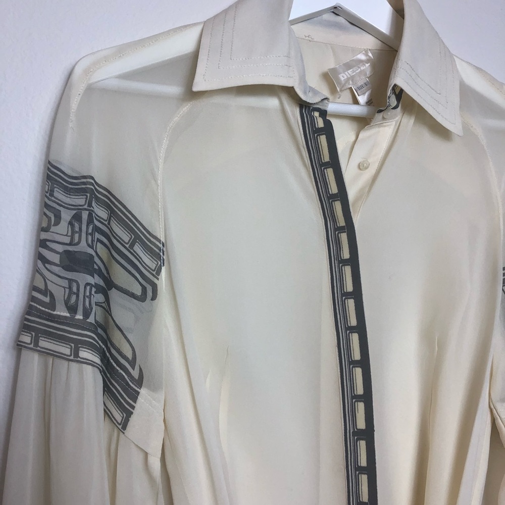 Sheer silk blouse by Diesel.